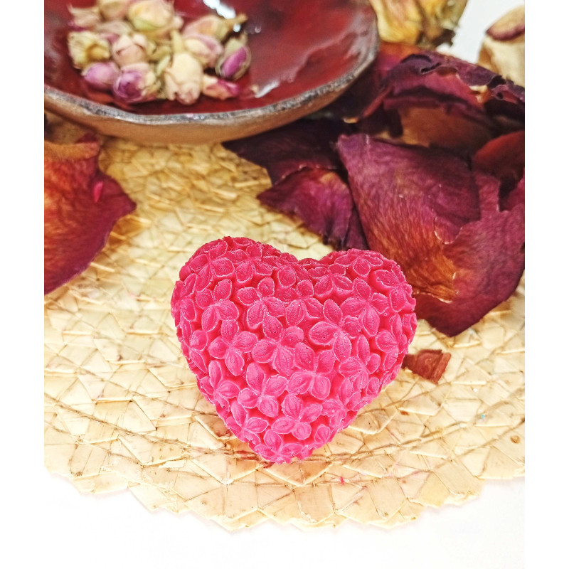 Mýdlové srdce drobné kytičky - červené