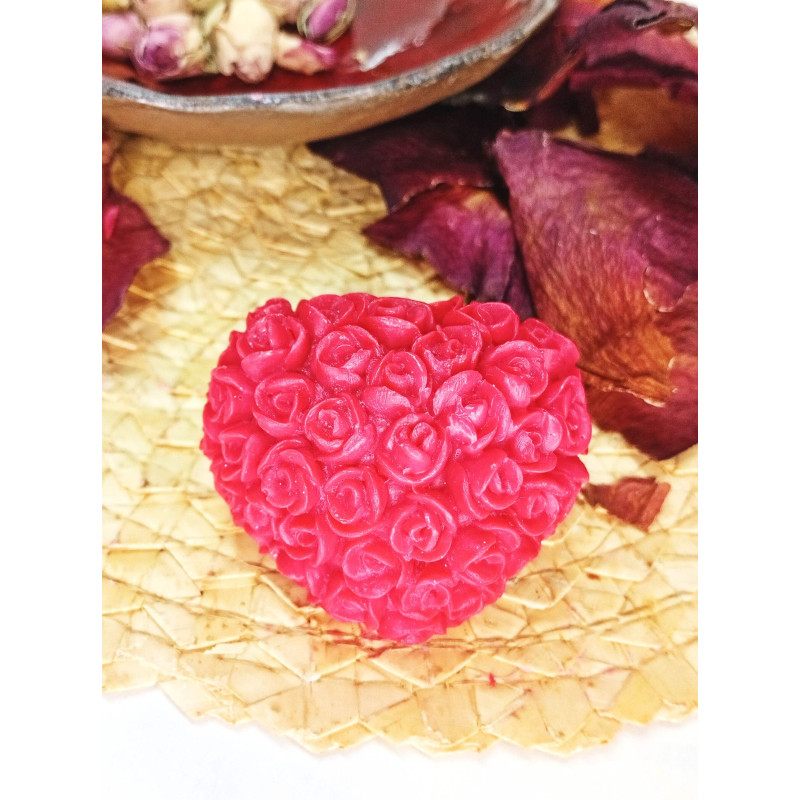 Mýdlové srdce drobné růžičky - červené