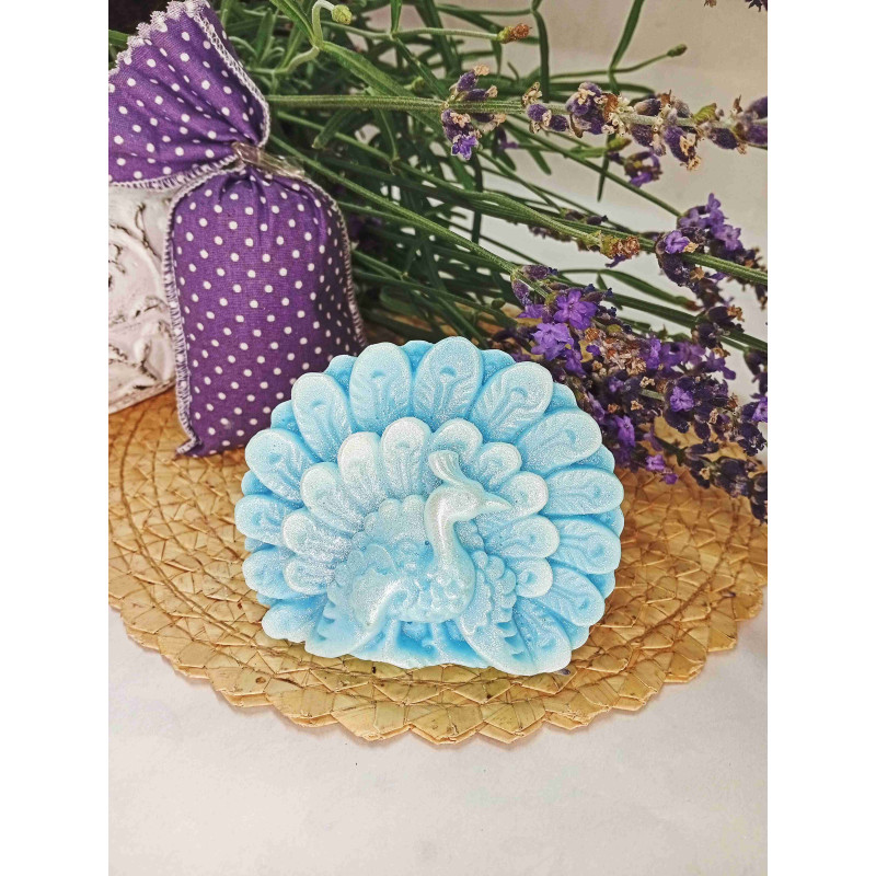 Mýdlový páv - modrý s glitry