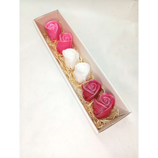 Dlouhá kazeta růže poupě, červena, bílá, růžová