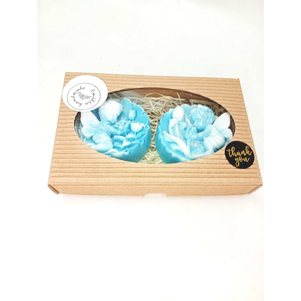 Střední kazeta andílek kluk a holka, modrobílá