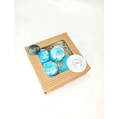 Malá kazeta pivoňka poupě, srdíčko, modrobílá