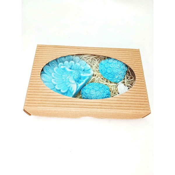 Střední kazeta páv, srdíčko, motýlek, modrá