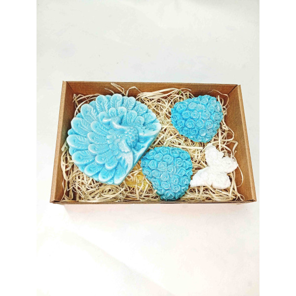 Střední kazeta páv, srdíčko, motýlek, modrá