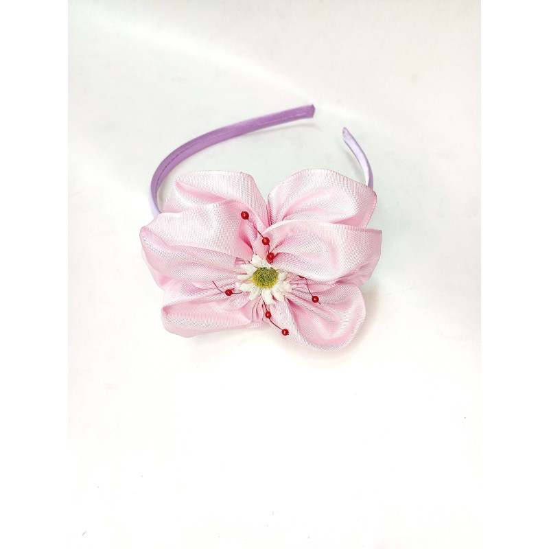 Čelenka růžová kytička s perly