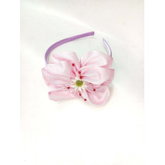 Čelenka růžová kytička s perly