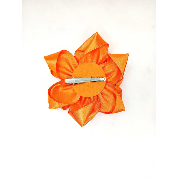 Mašle do vlasů oranžová kytka se srdíčkem