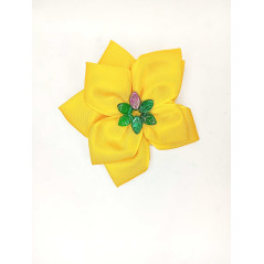 Mašle do vlasů žlutá s lístkem