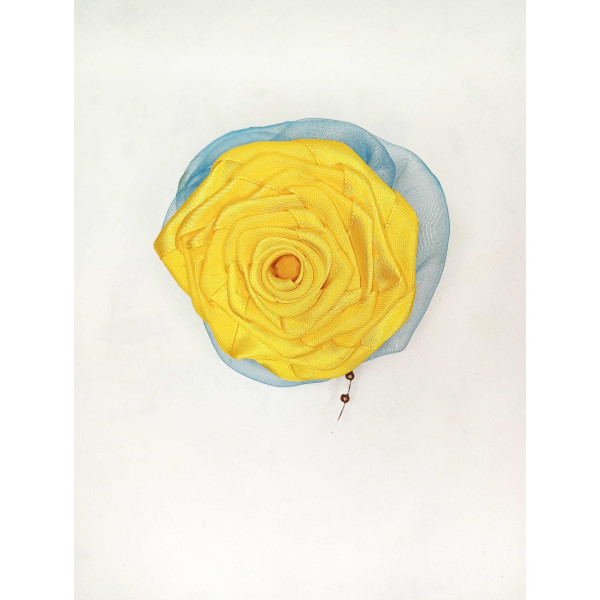 Mašle do vlasů žluto modrá s korálkem