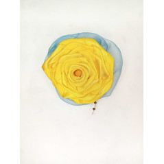 Mašle do vlasů žluto modrá s korálkem