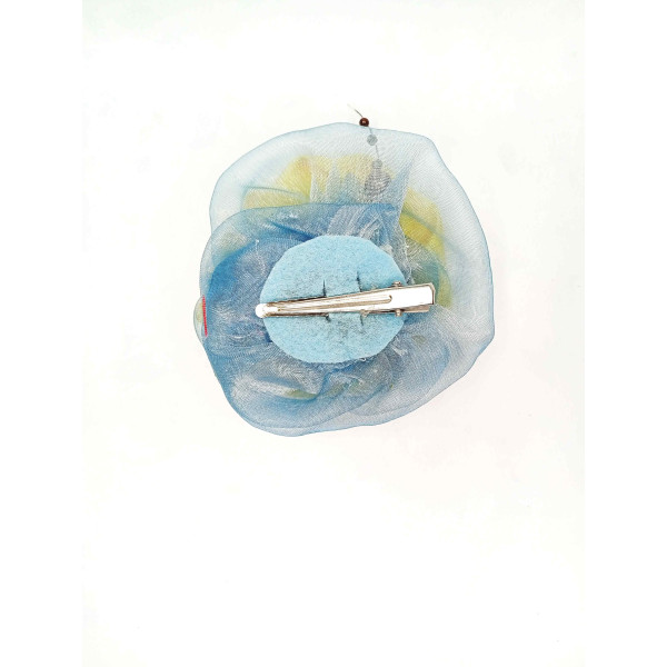 Mašle do vlasů žluto modrá s korálkem