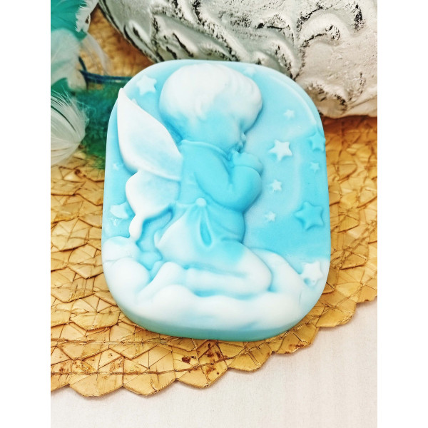 Mýdlový andílek s hvězdičkou - kluk, modrobílý