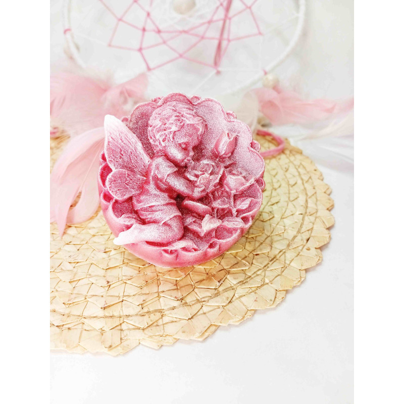 Mýdlový andílek kluk - růžovo bíla s glitry