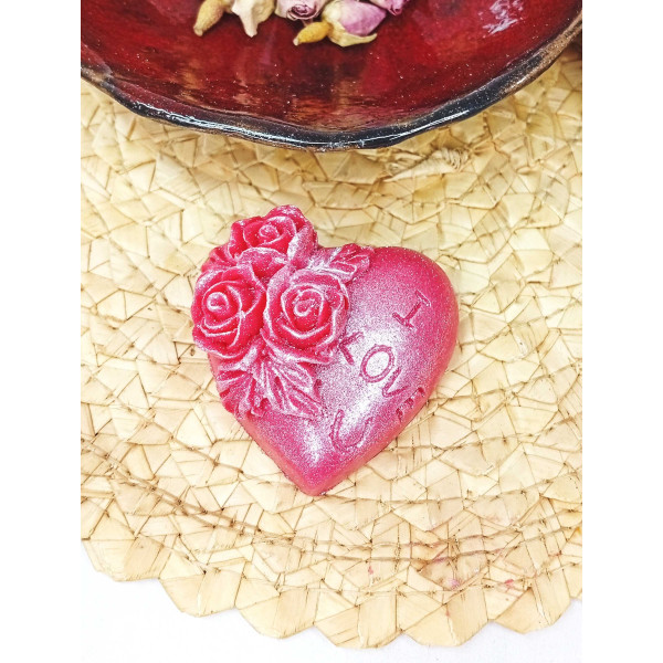 Mýdlové malé srdíčko I love you - červené s glitry
