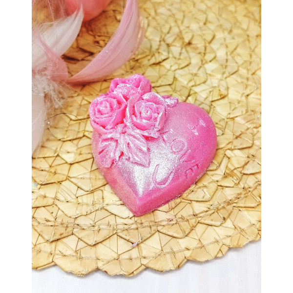 Mýdlové malé srdíčko I love you - růžové s glitry