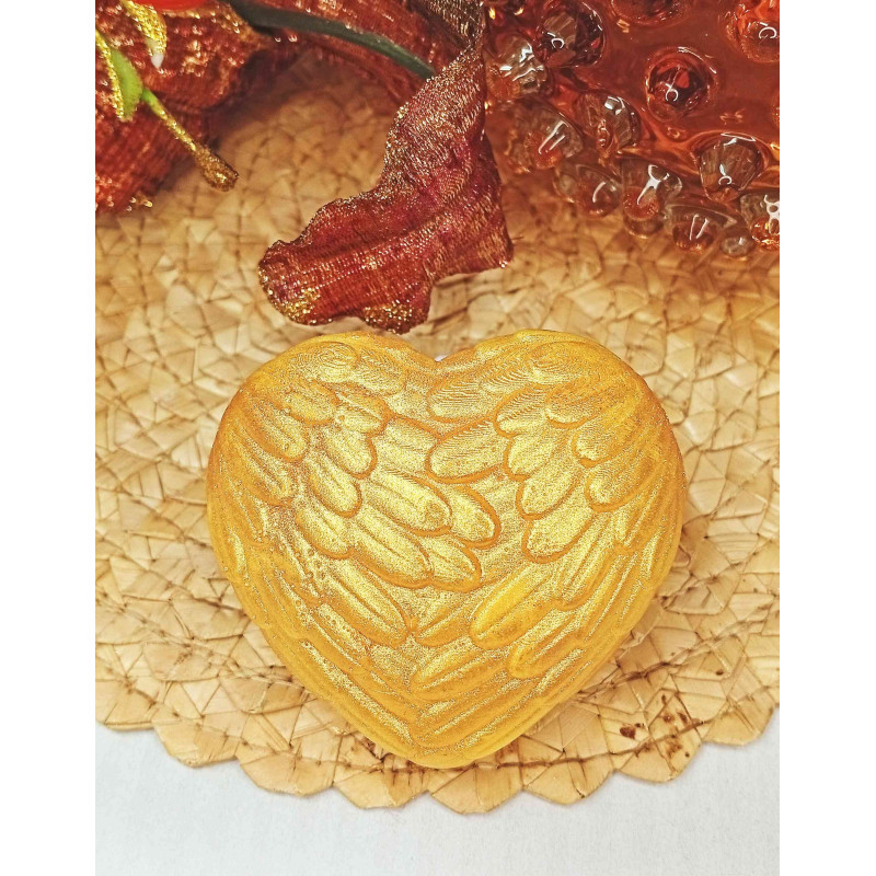 Mýdlové srdce křídla - zlaté