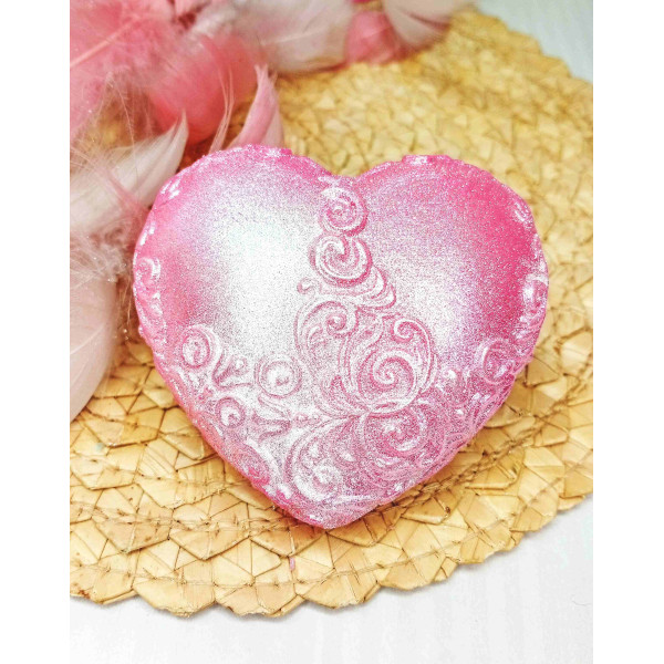 mýdlové srdce ornament růžové s glitry