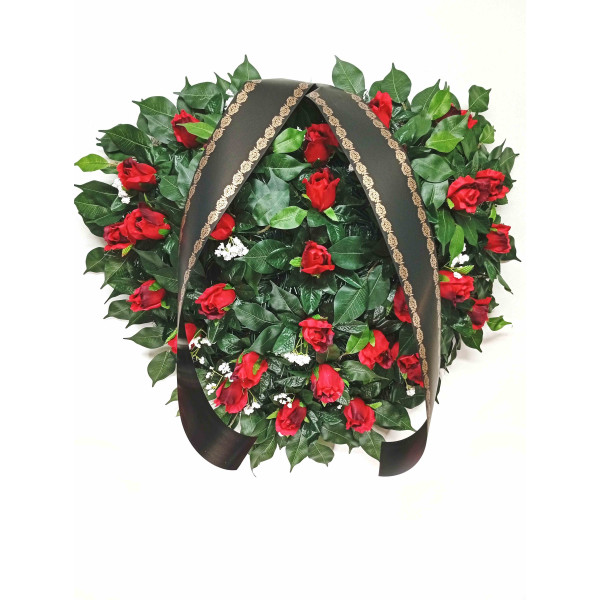 Pohřební věnec o průměru 80-100 cm s mašli