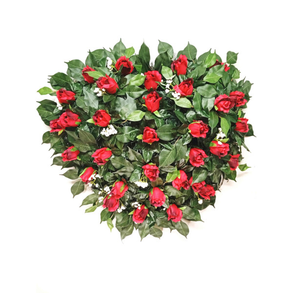 Pohřební věnec o průměru 70 cm červena poupě