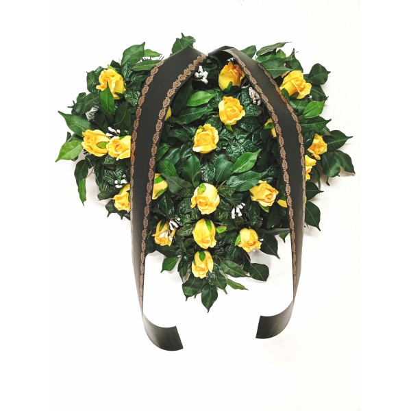 Pohřební věnec o průměru 60 cm s mašli