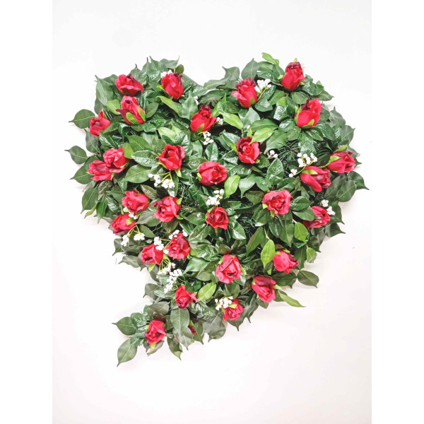 Pohřební věnce  70 cm - slza červená poupě