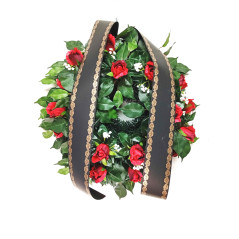 Pohřební věnec o průměru 50 cm s mašli