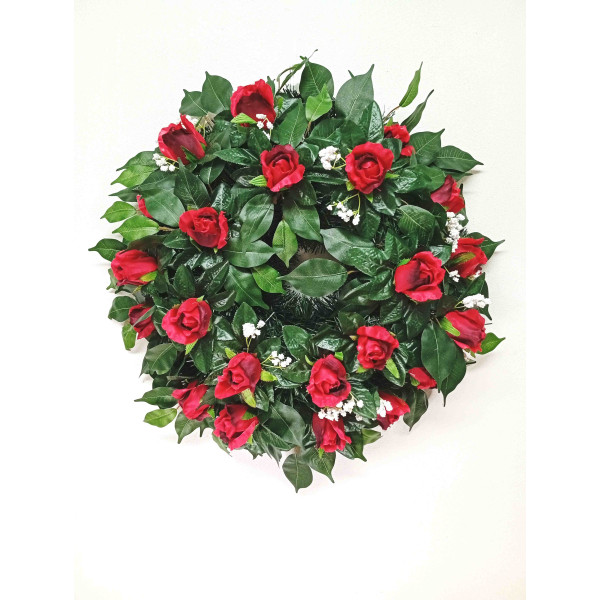 Pohřební věnec o průměru 60 cm poupě