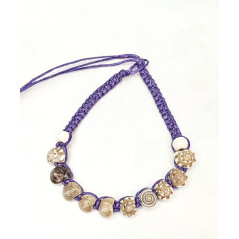 Pletený náramek s mušlí fialový