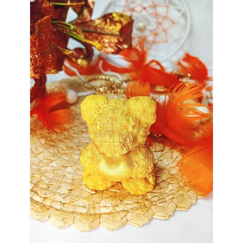 Mýdlový medvídek se srdíčkem - zlatý